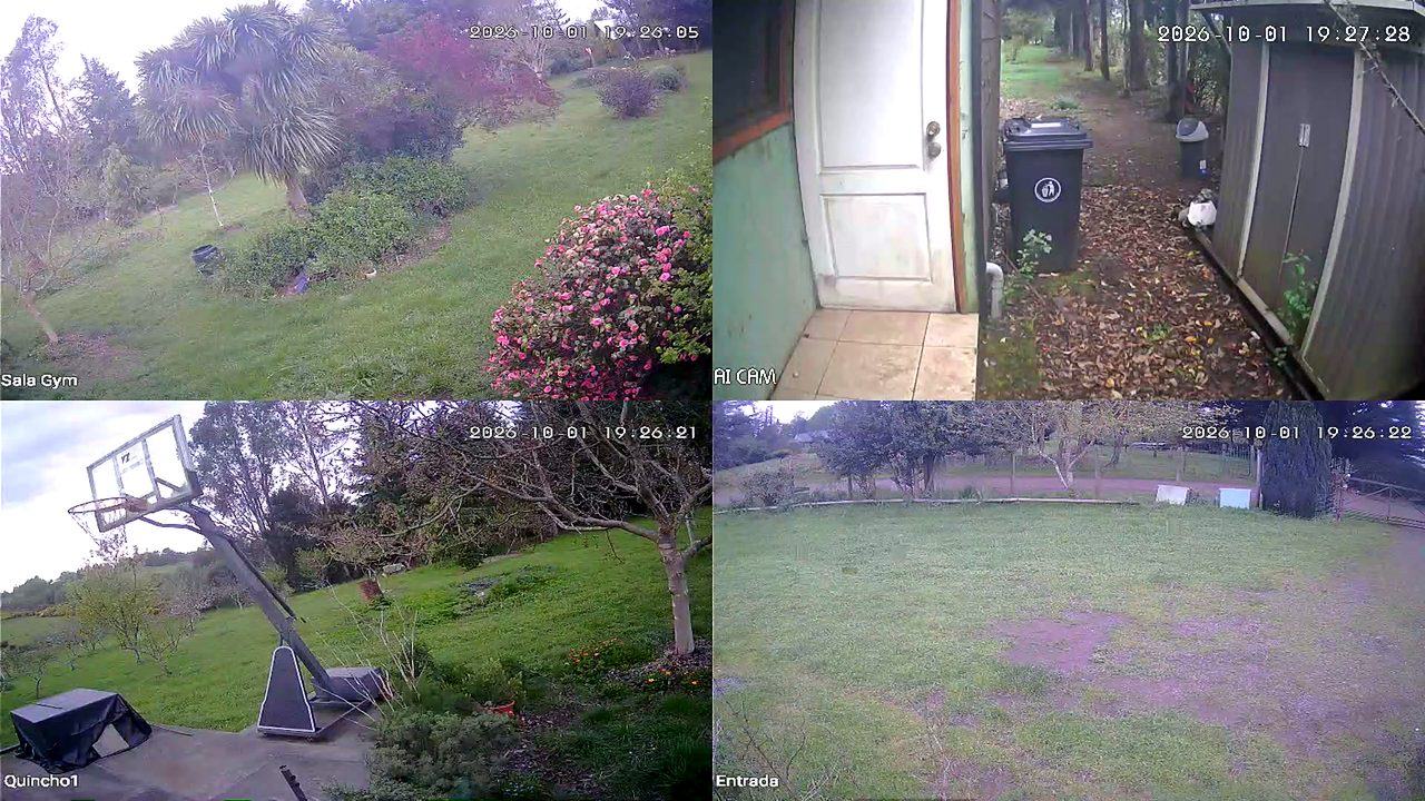 Canal de cámaras en MirameTV con cuatro cámaras de un hogar en vivo